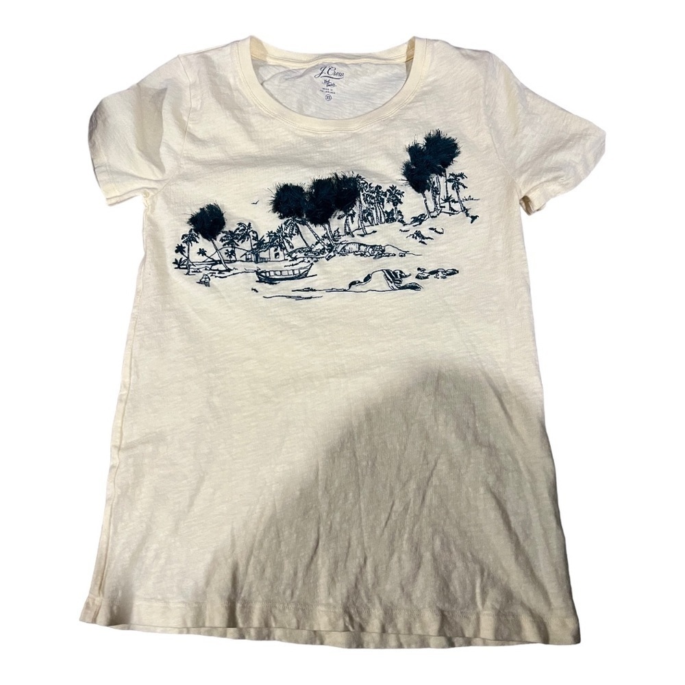 J. Crew knit goods yellow organic tee shirt womens XS. - Picture 4 of 9